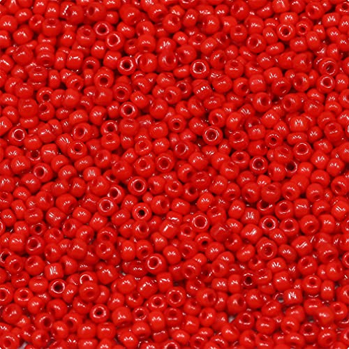 LEECOON 2mm Red Color Seed Beads 100grams About 8800pcs Size 12/0 Small Seed Beads for Making Necklace Bracelet Earring Jewelry