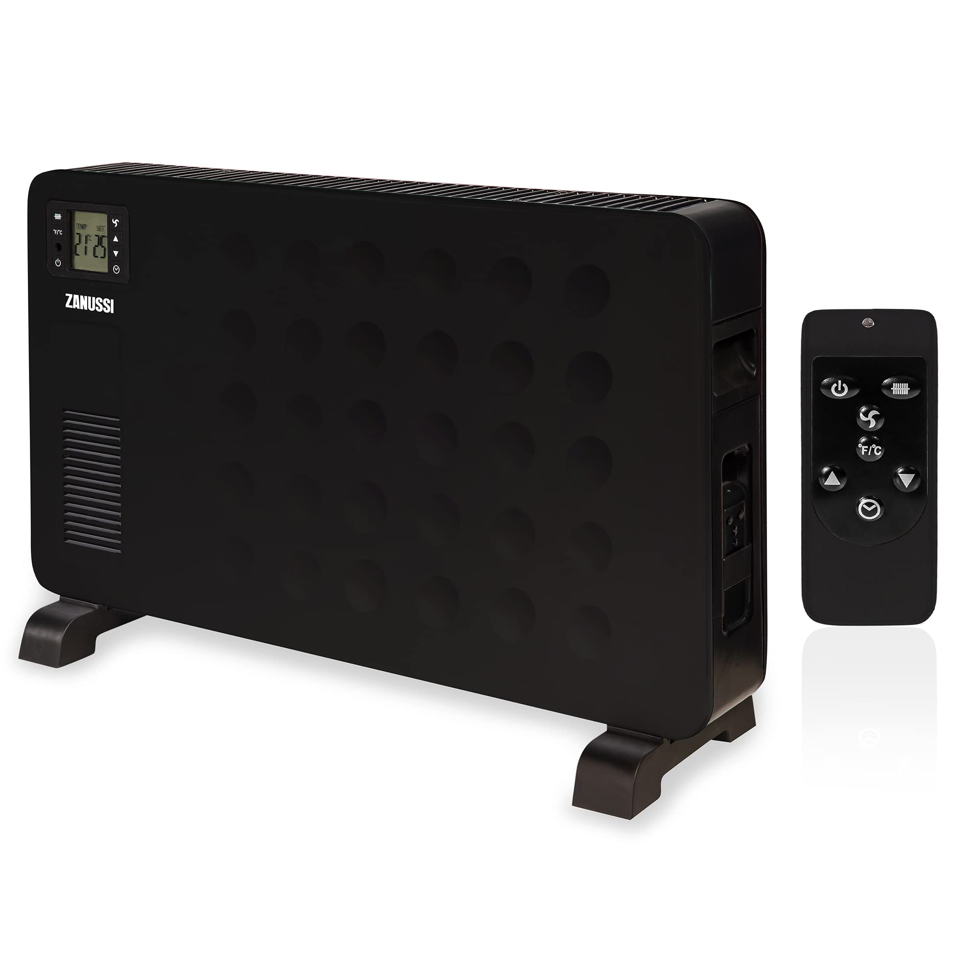 Electric Convector Heater Freestanding Radiator in  Black, Adjustable Heat Settings 24hr Timer, Digital Display Remote  Control