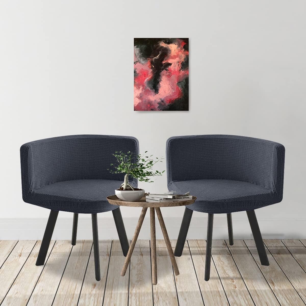 Triangle Chair Cover, Stretch Curved Chair Half Round Stool Cover, Washable, for Hotel Kitchen Living Room Office(Off White,4pcs)