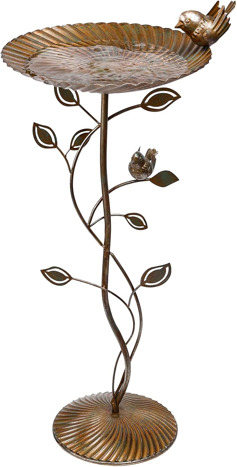 MUMTOP Metal Bird Baths for Outdoors, 35.5 inch Height Iron Pedestal Bird Bath for Outside, Vintage Sturdy Birdbath and Feeder Bowl for Garden Yard Patio Porch Decorations