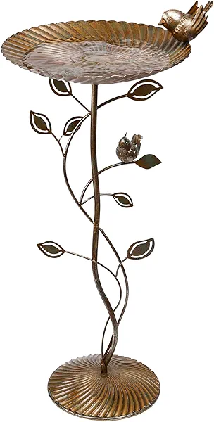 MUMTOP Metal Bird Baths for Outdoors, 35.5 inch Height Iron Pedestal Bird Bath for Outside, Vintage Sturdy Birdbath and Feeder Bowl for Garden Yard Patio Porch Decorations