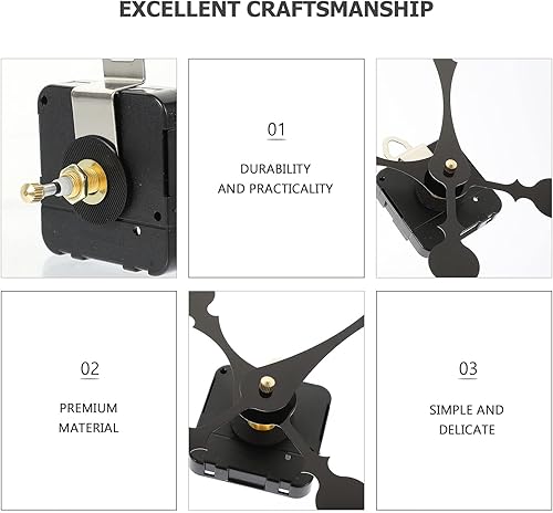 Miniatura 8 de Mecanismo de reloj de repuesto, mecanismo de movimiento de reloj de alto par sin tictac con 2 juegos de manecillas de reloj, kit de motor de reloj