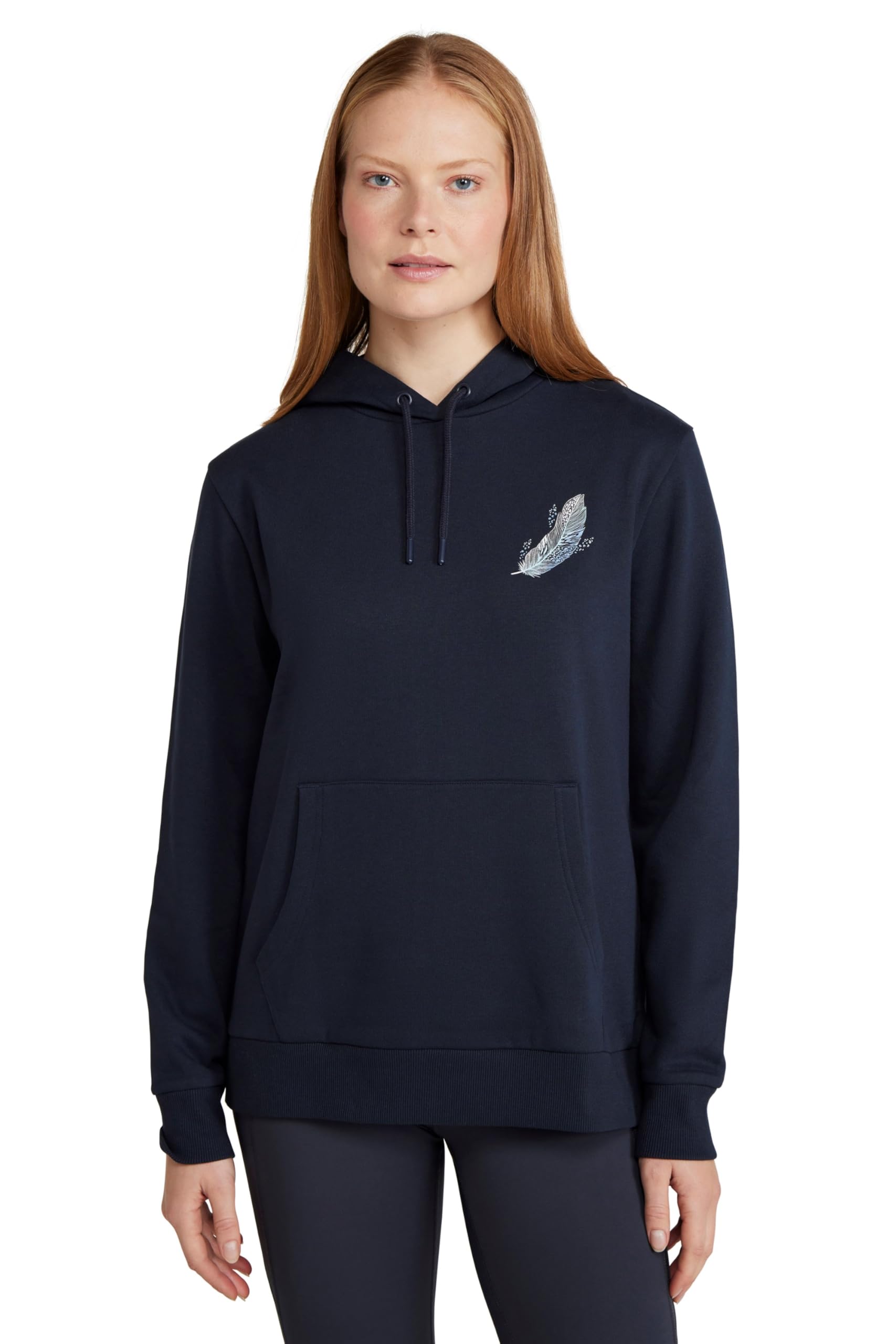 Mountain Warehouse Women's Navy Printed Floating Feather Hoodie - Cotton-Polyester Blend Jumper With Kangaroo Pocket & Drawcord - Spring, Summer, Walking & Outdoors Size 20