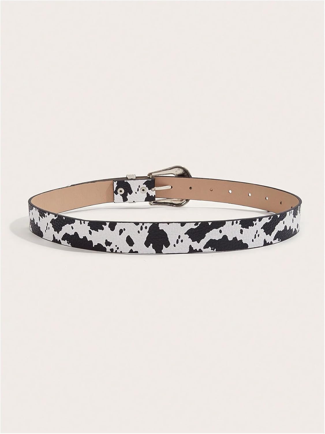 Women's Cow Print Buckle Belt Western Leather Belt Cowgirl Waist Belts - Image 3