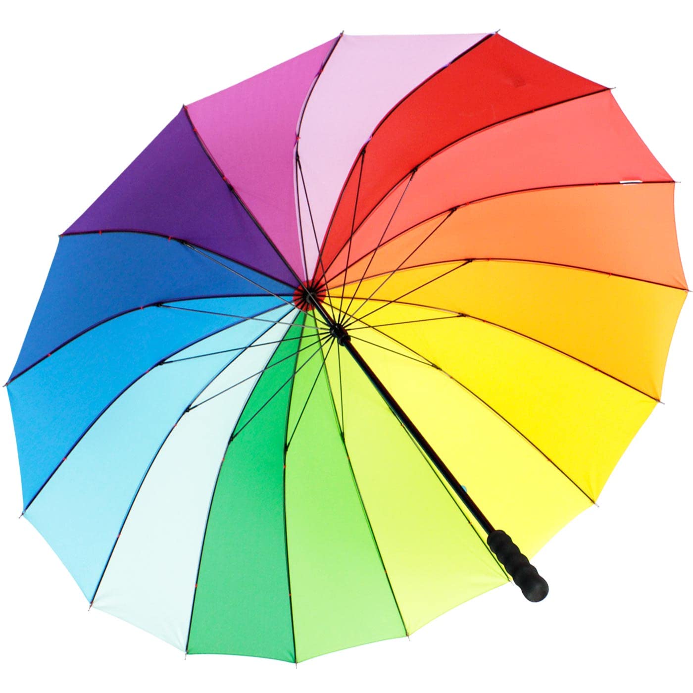 iX-brella Regenschirm XXL Regenbogen 129 cm Fiberglas, leicht, bunt, groß mit Softgriff
