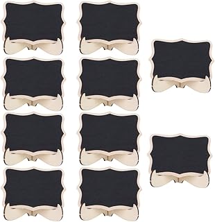 HERCHR Pacote com 10 mini placas de quadro-negro, etiquetas de quadro-negro pequenas emolduradas com suporte de cavalete, quadro-negro de madeira reutilizáveis mini quadros-negros