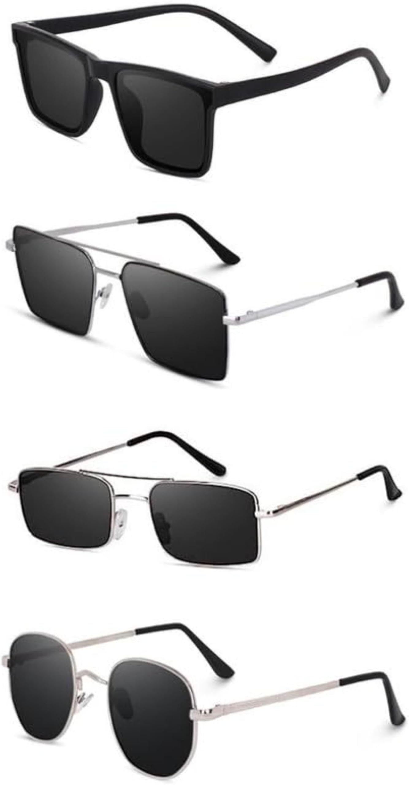 Latest Retro Metal Frame Sunglasses Combo Black Lens And Geometric Style Pack of 4 (35)-image-14
