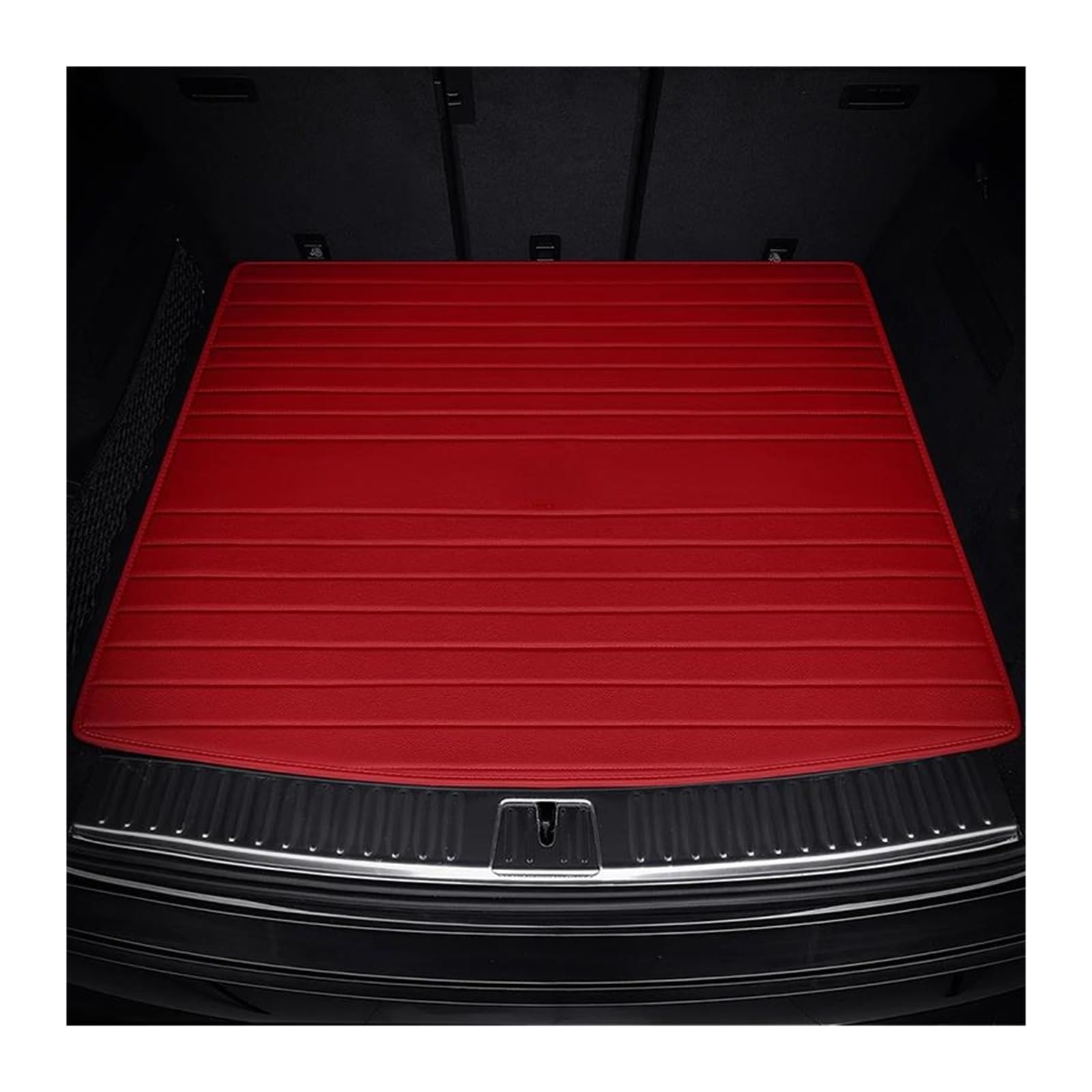Tapis de coffre Mercedes C W205 pour modèles de 2015 à 2022 en similicuir rouge - 6