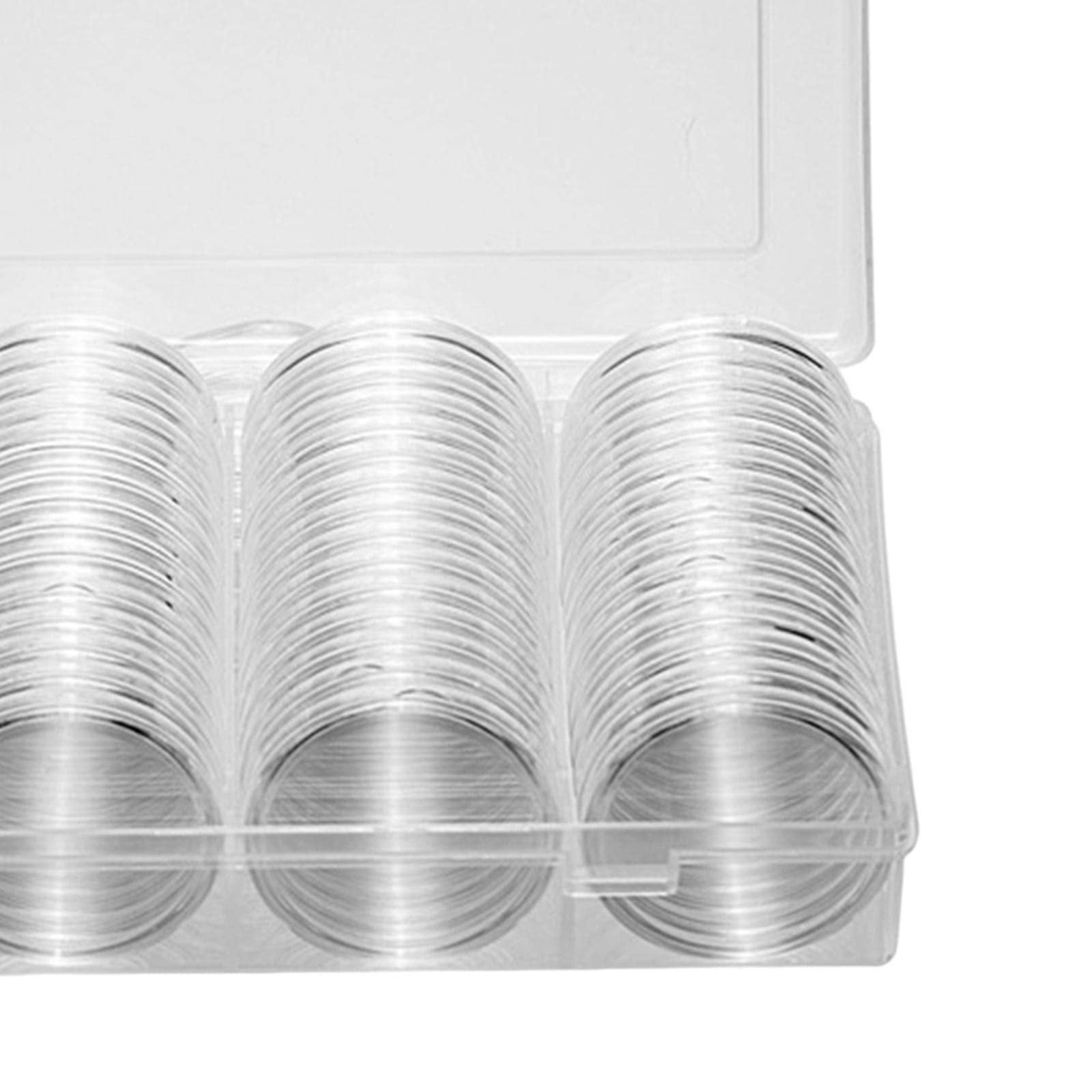 Oshhni 60 Pièces 40mm Présentoir de Capsules de Pièces de Monnaie avec Étui de Rangement de Protection Transparent Boîte de Protection de Pièces de Monnaie