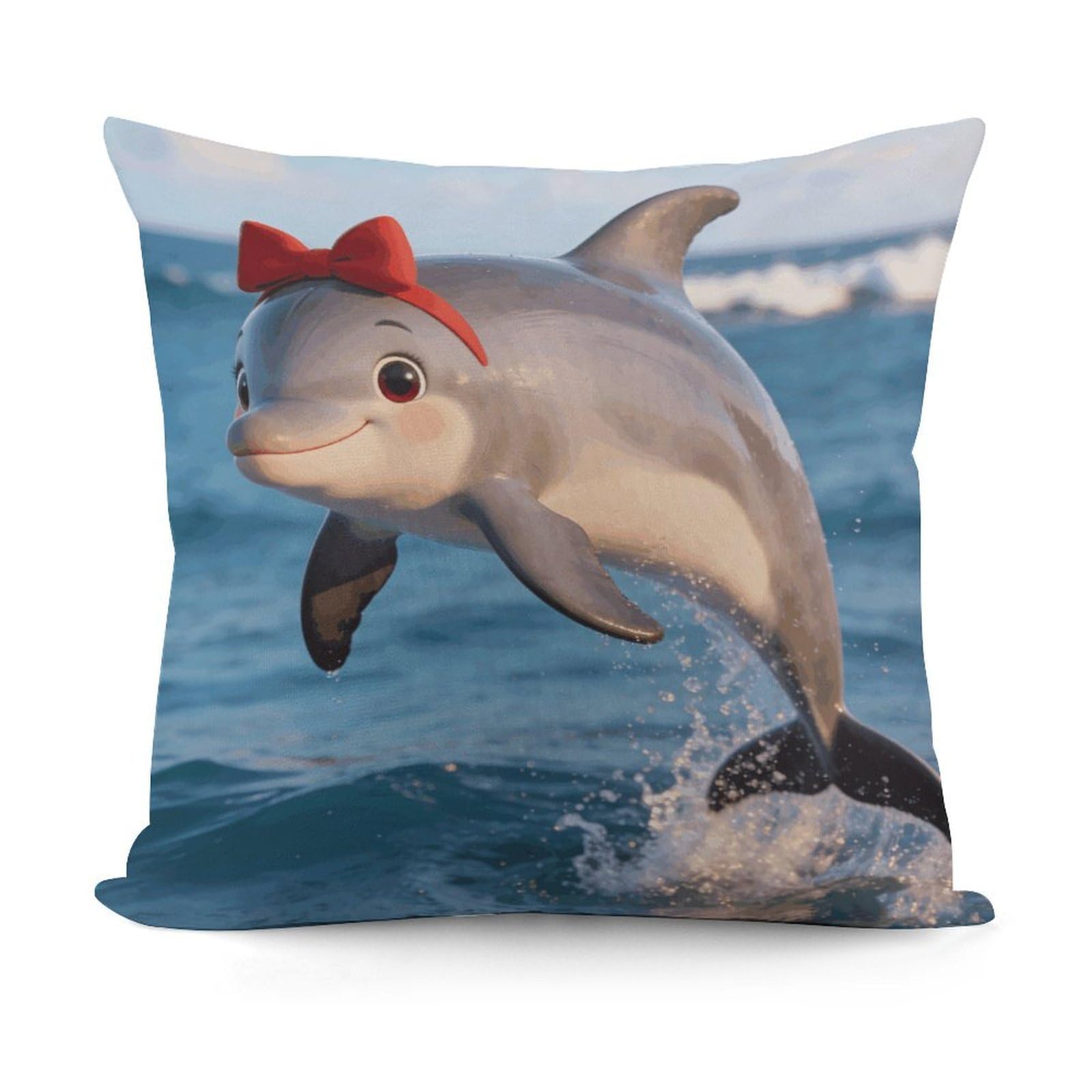 LZQPOEAS Cute Dolphin Gift Throw Pillow Cover 18 X 18 in Cozy Couch Pillow Covers Farmhouse Throw Pillow Case Modern Square Pillowcase Home Decor Cushion Cover for Bedroom Living Room