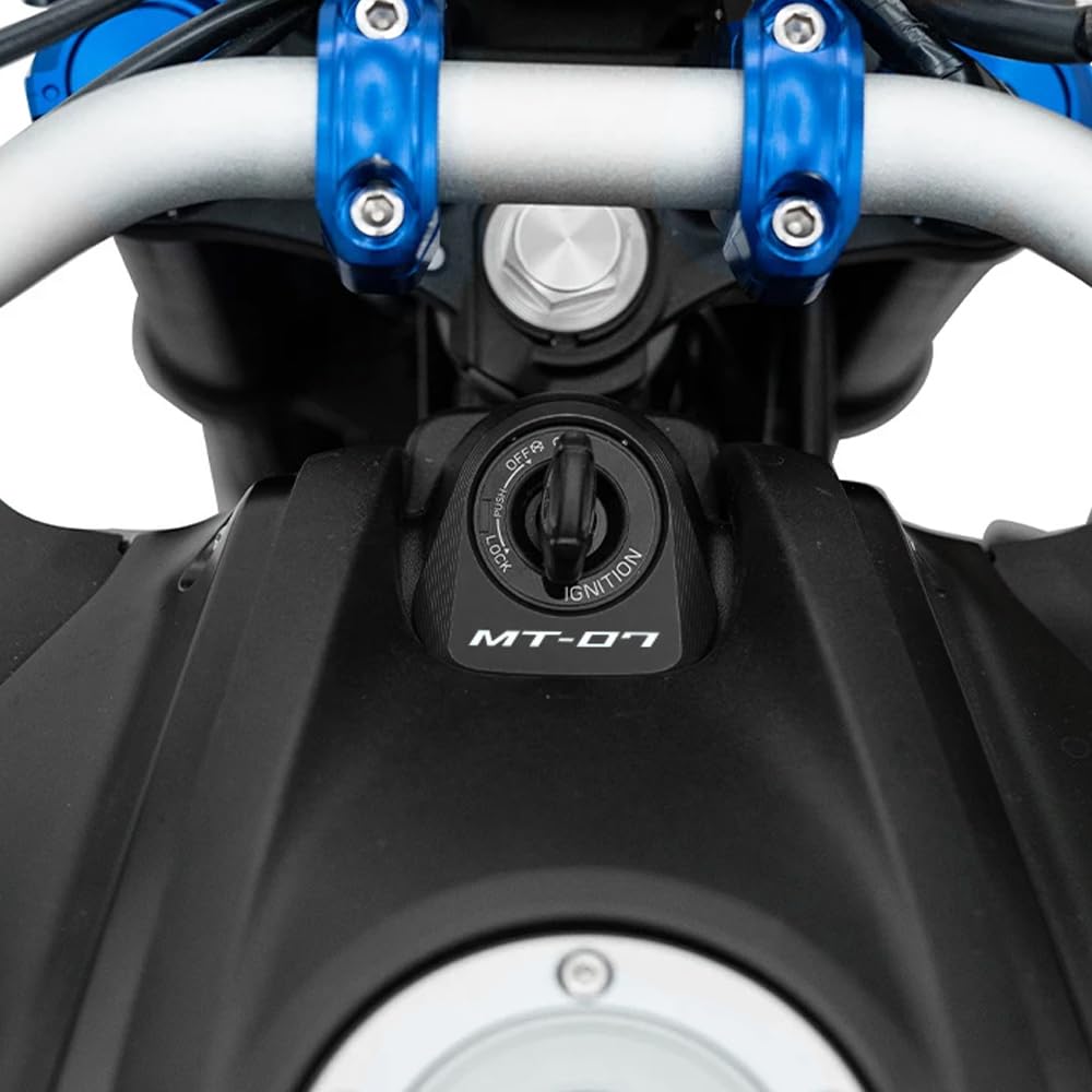 Compatible con MT 07 MT07 MT-07 FZ07 2025 2026 Accesorio para motocicleta Bloqueo de encendido Cubierta decorativa Anillo de cerradura de llave Cubierta protectora (Negro)