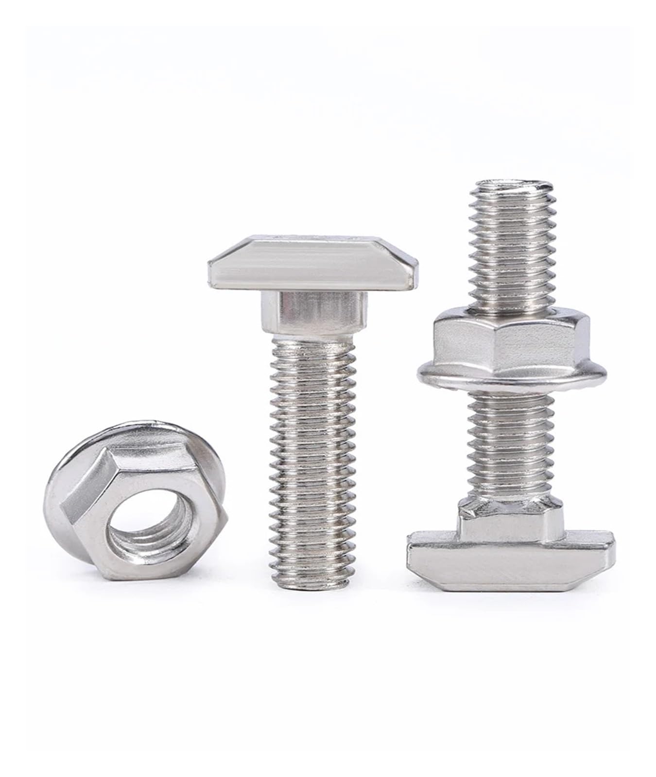 Kit di bulloni e Dadi per scanalature a T, Bullone a T nichelato M5 M6 M8 con Dadi flangiati esagonali for Profili con scanalatura a T 20-45, Dimensioni Multiple(5Pcs,40- M8x40mm)
