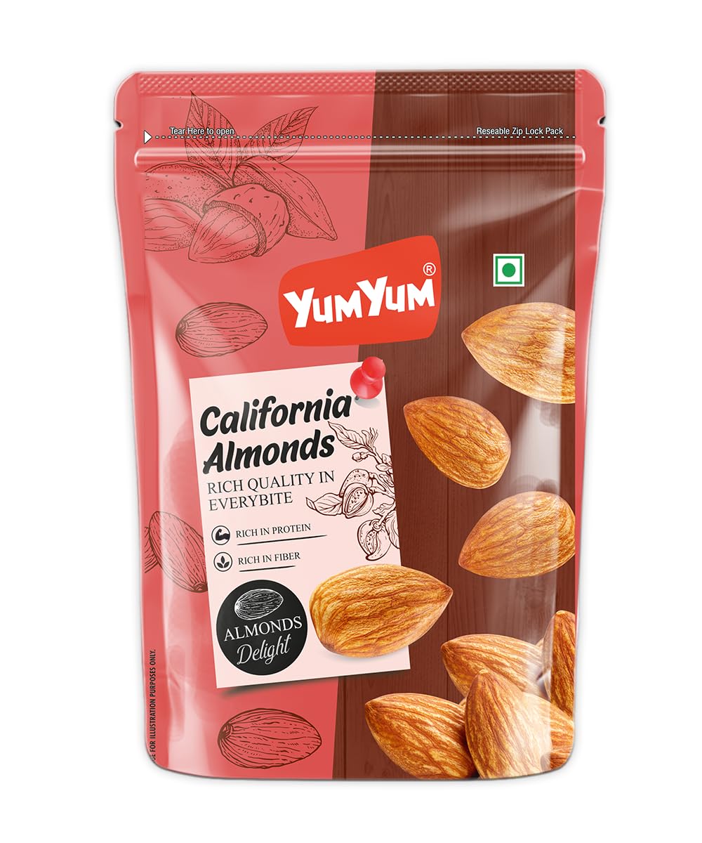 YUM YUM California Almonds 500g Pouch Pack | Badam Giri | Nutritious & Delicious High in Fiber & Boost Immunity | Dry Fruits Real Nuts | Gluten Free (B0CHYCYB6X) Amazon Price History, Amazon Price Tracker