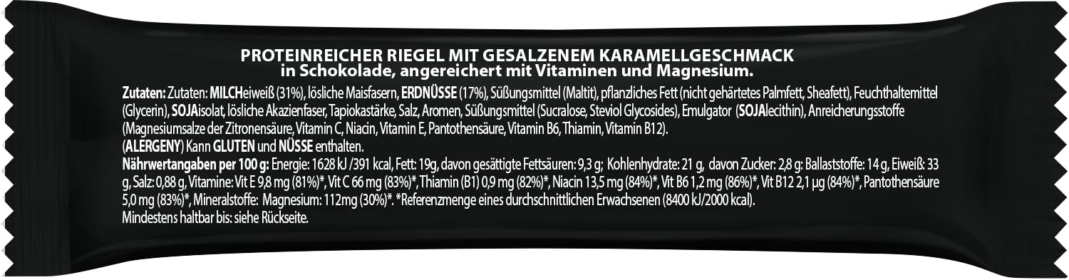 GoOn NUTRITION - Batony proteinowe bez cukru, Baton proteinowy 33%, Batony fitness z izolatami białka mlecznego, Karmel solony 3 sztuki x 50g