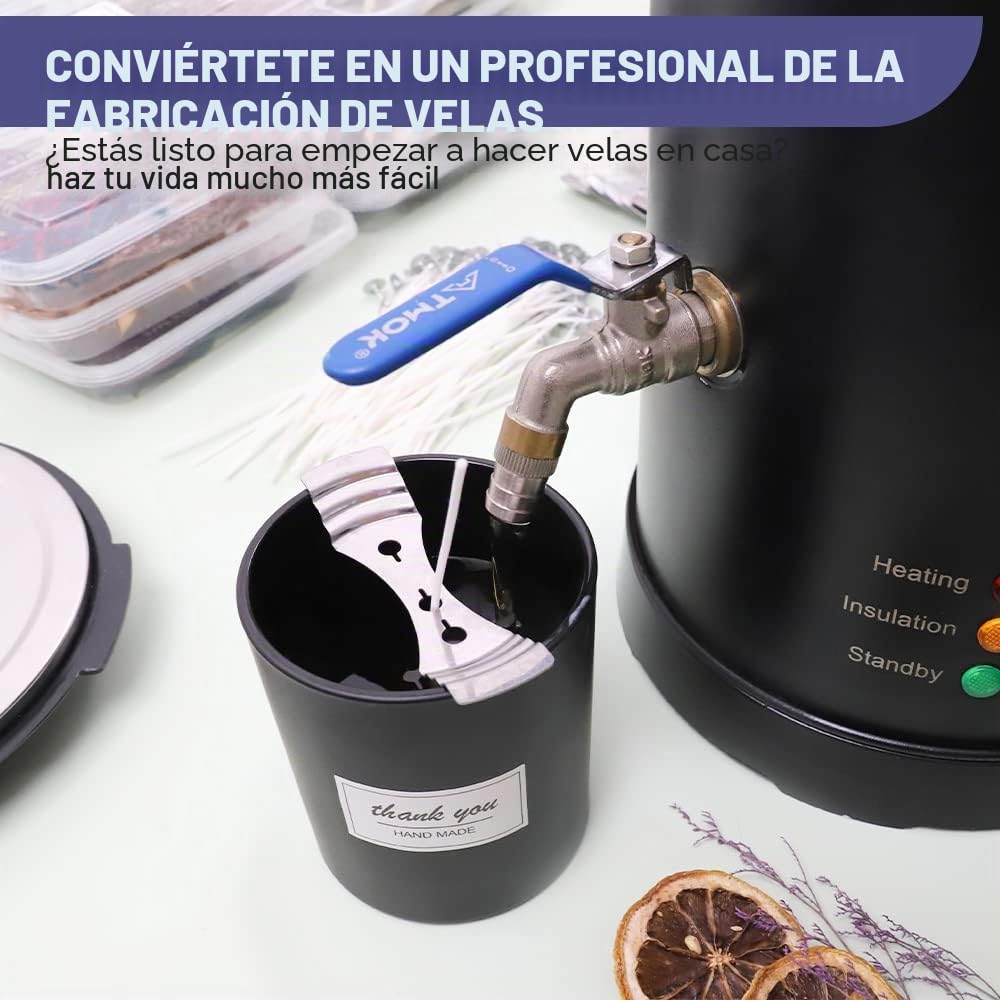 TOAUTO WMF-5L - Fundidor de cera para hacer velas, olla de fusión de cera con boquilla de vertido más rápido y controlador de temperatura, sin obstrucciones y fácil de limpiar