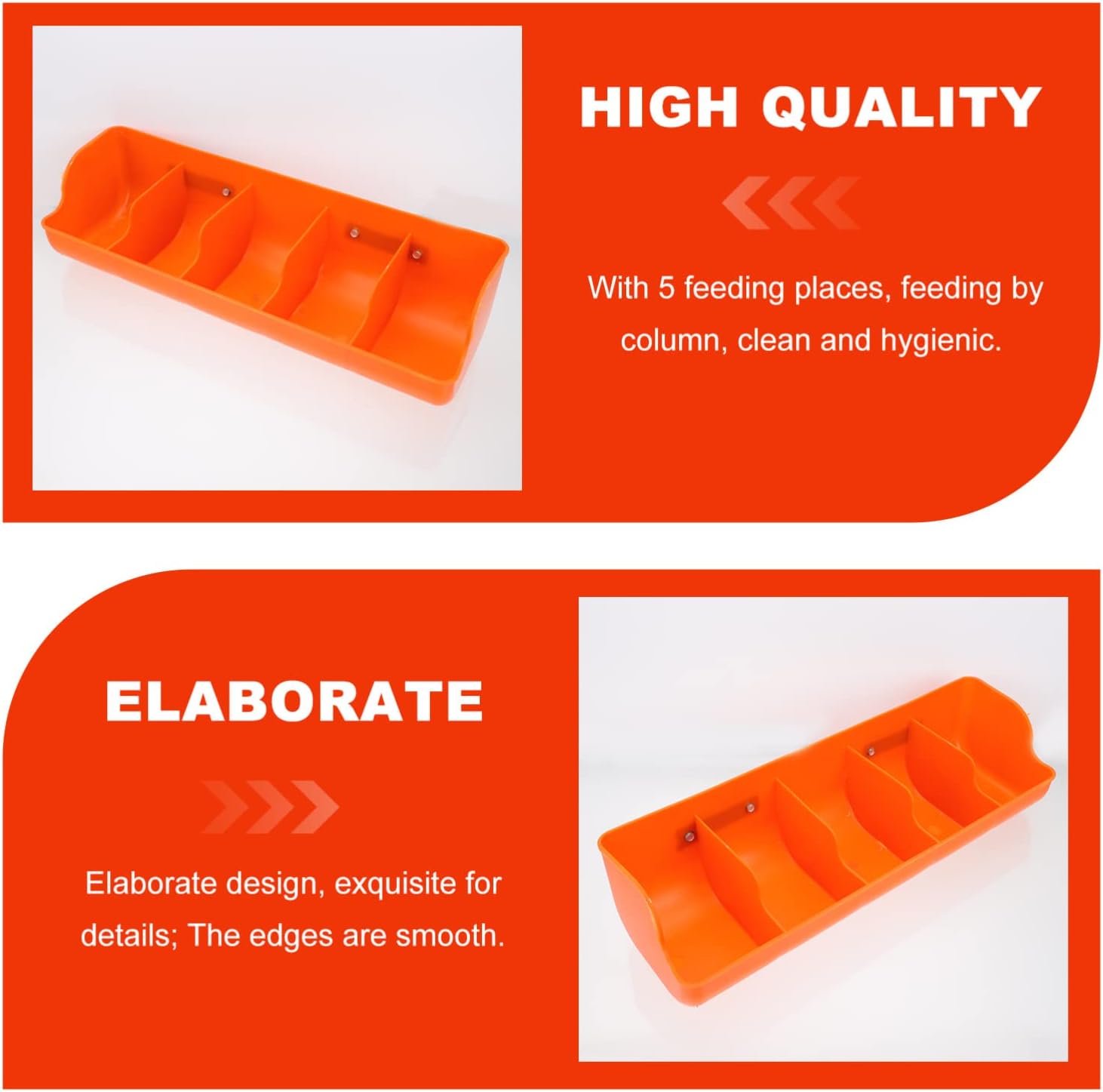 GANAZONO Practical 5-Compartment Pig Feeder Trough Piglet Feeding Groove Durable Livestock Feeding Dispenser for Small Animal Farms 21.25X7.08X10.23 Inch