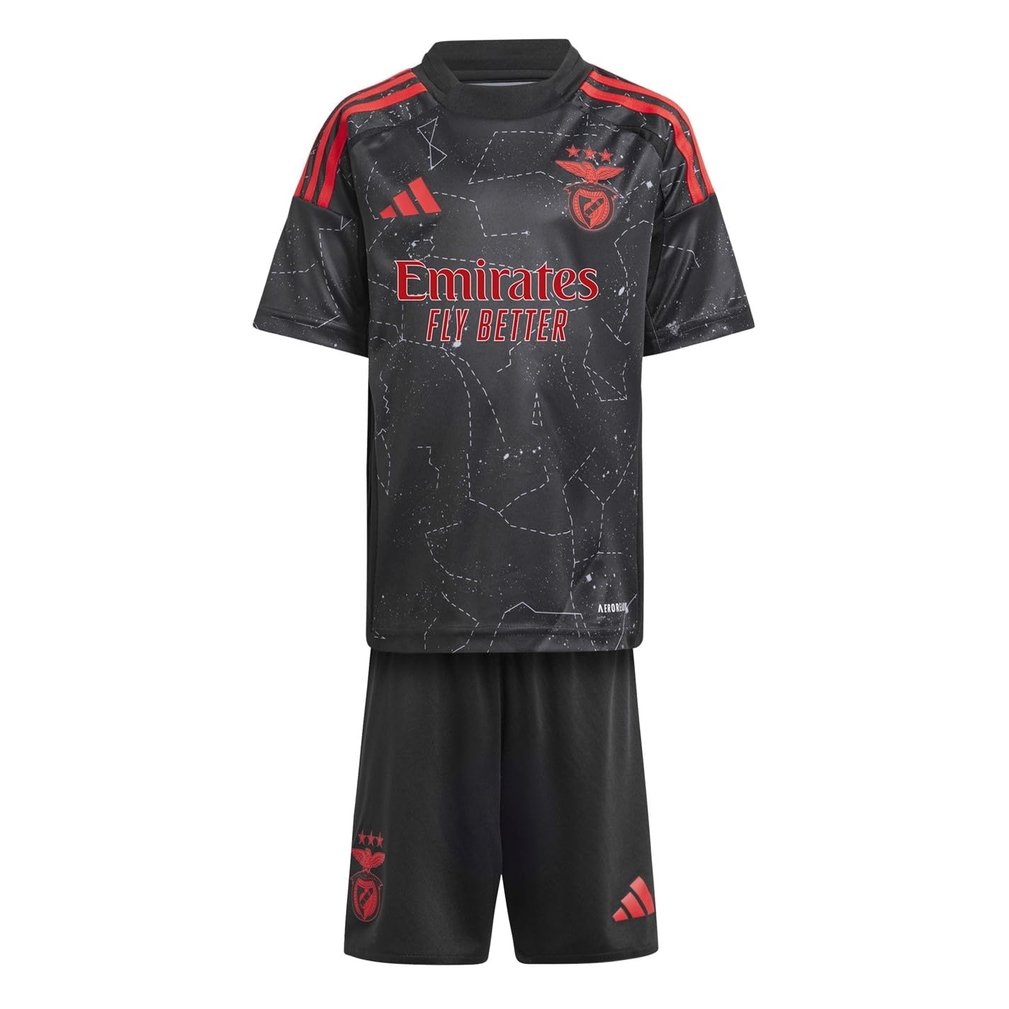adidas Kids Benfica Away Minikit 24 25 Infants Short Sleeve Black 4-5 Years