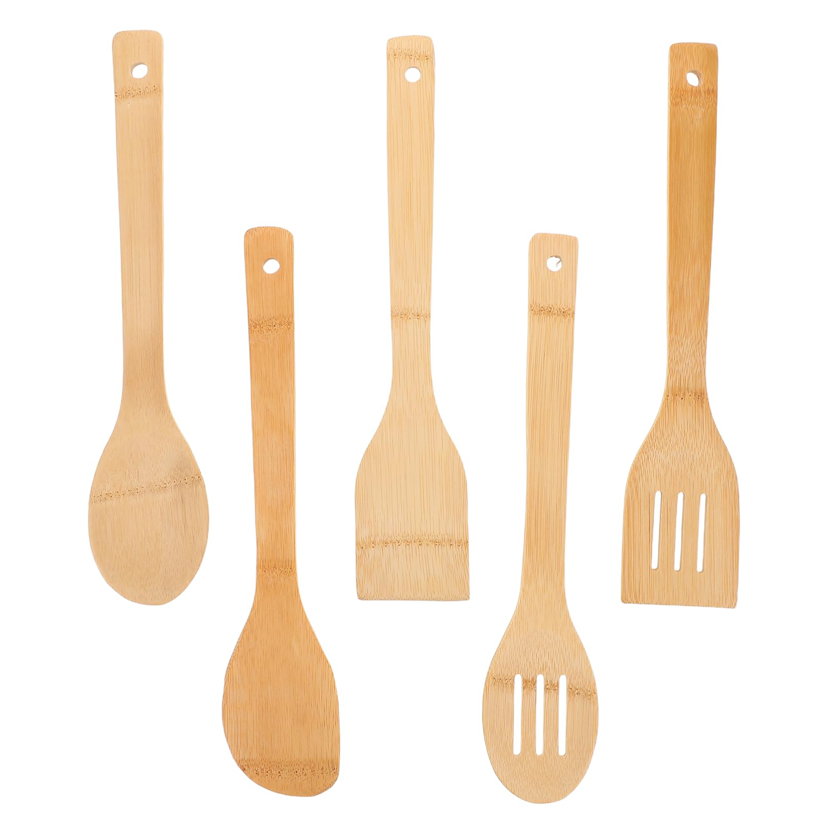 15 De Madera De : Antiadherente Para Cocinar Volteador Ranurado Con Mango Largo Juego De De Cocina