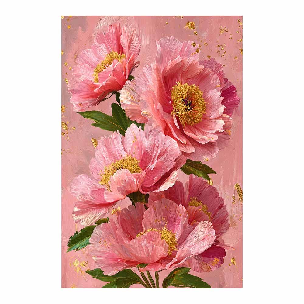 Xeniou Multicolor Flowers Wall Art Pink Peony Flowers Canvas Wall Art, For Bedroom Bathroom Living Room Home Wall Decor(Multicolor)-80X120cm Unframed
