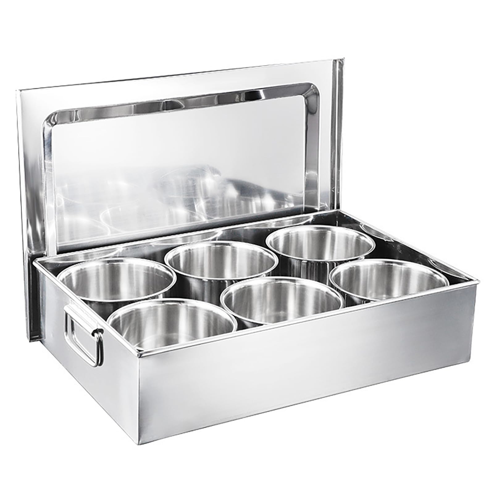 GTHTUHFD Stainless Steel Commercial Seasoning Box Multi-Compartment Spice Storage Container Seasoning For Kitchen Silver Spice Rack For Easy Access
