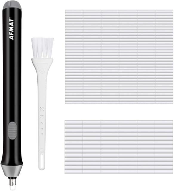Electric Eraser Kit, AFMAT Electric Drawing Erasers for Artists, 140 Refills, Drafting Brush, Battery Operated Eraser for Sketching Pencils/Drafting Pencil/Graphite Pencils, Detailer Tool for Crafting