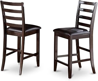 FAS-CAP-LC Fairwind Counter Height Barstools - Faux Leather Upholstered Wooden Chairs, Set of 2, Cappuccino
