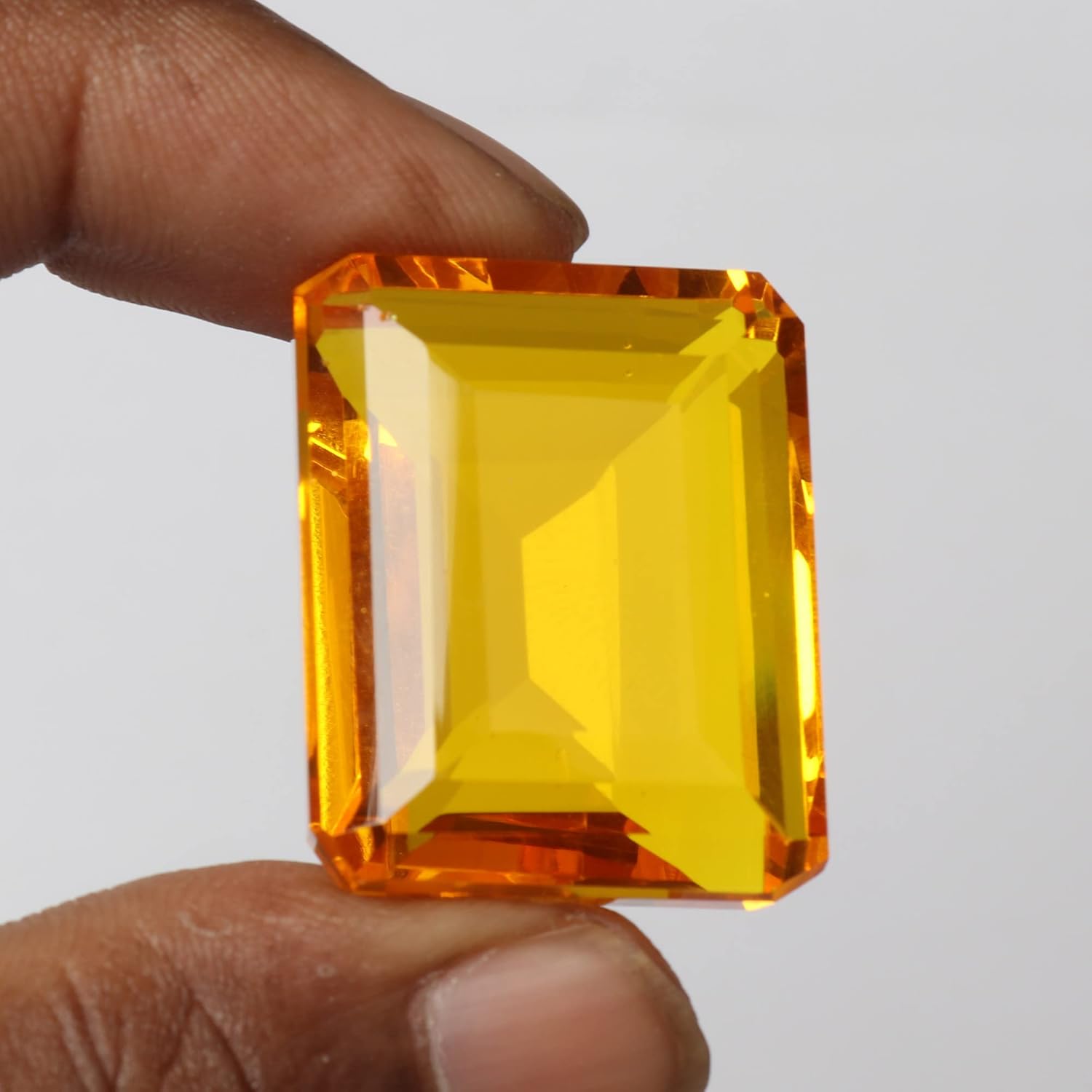 GEMHUB イエローシトリン エメラルドシェイプ ファセット 75.60カラット ルースジェムストーン VA-93