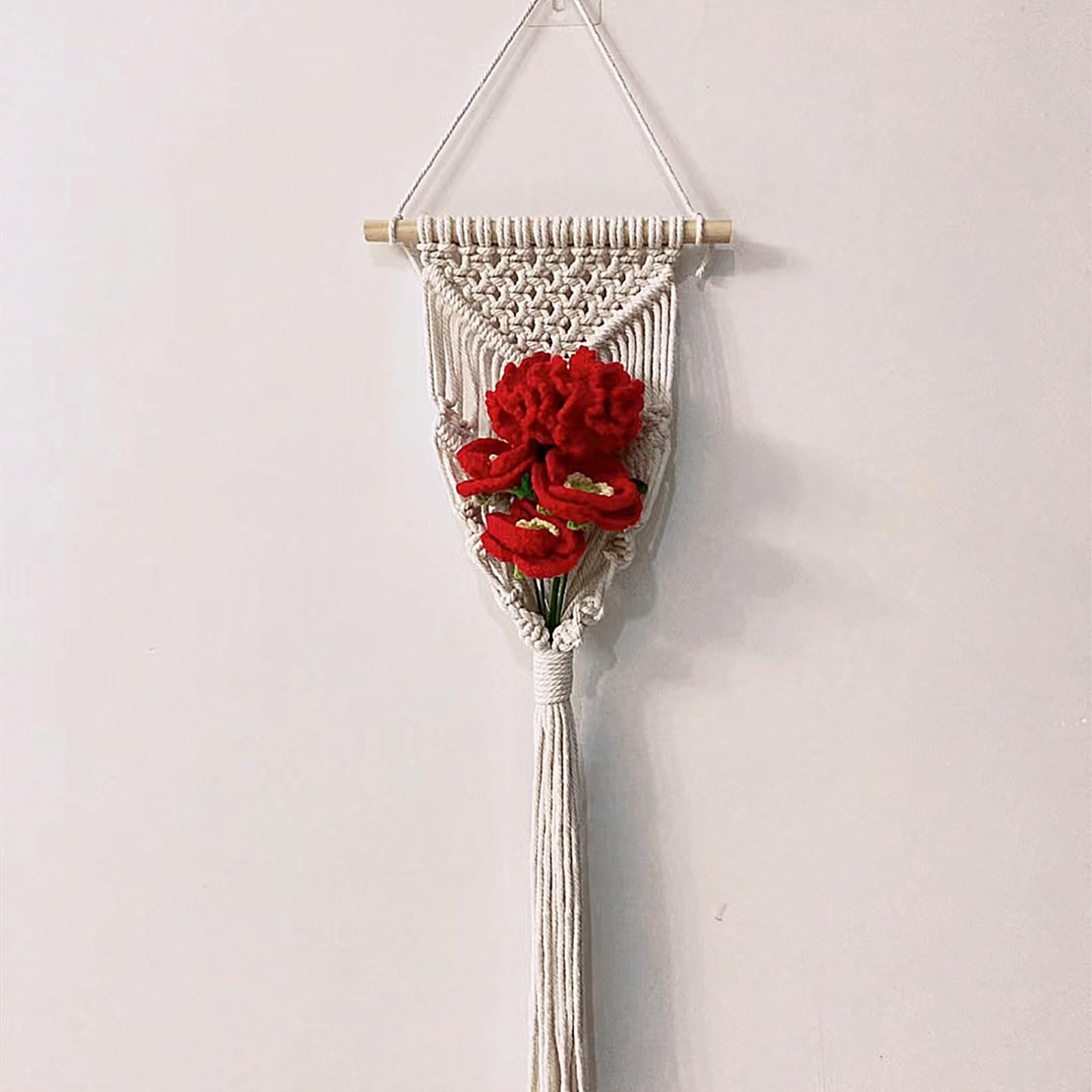 TaLcuS Natural Cotton Macrame Wall Hanging Ins Nordic Aesthetic Woven Tapestry Bohemian Simple Wall Art Handcrafted Home Wall Pendant(A3)