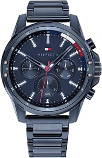 Quartz Analog Blue Dial Stainless Steel Strap Watch for Men