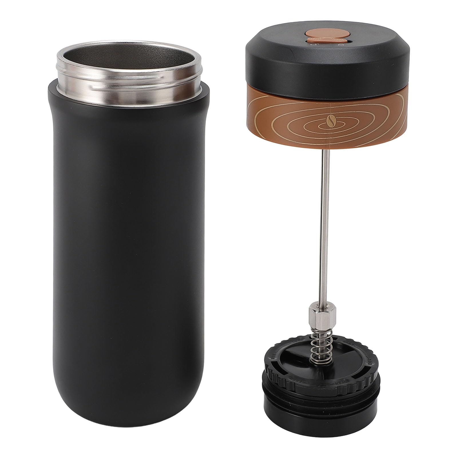 Pssopp Taza y Vaso Portátil para Acampar que Retiene el Calor de Prensa Francesa Viaje Aislada, café té Acero Inoxidable Aislada