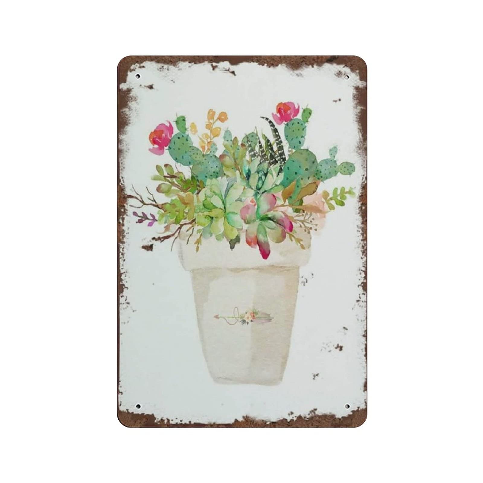 Floral Succulent Bouquet Metal Signs, Fun Poster For Bar Kitchen Cafe Farmhouse Wall Decor 12x8 Inch