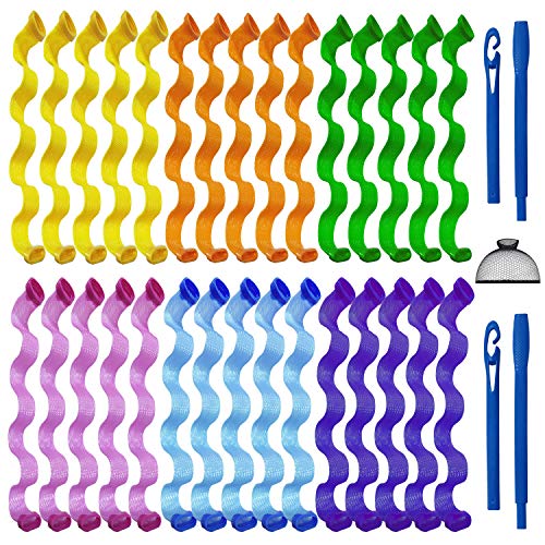 31 Pieces Hair Curlers, Spiral Curls Styling Kit, Heatless Hair Rollers, No Heat Wave Hair Curlers with Styling Hooks & liner wig cap for Most Kinds of Hairstyles (30cm)