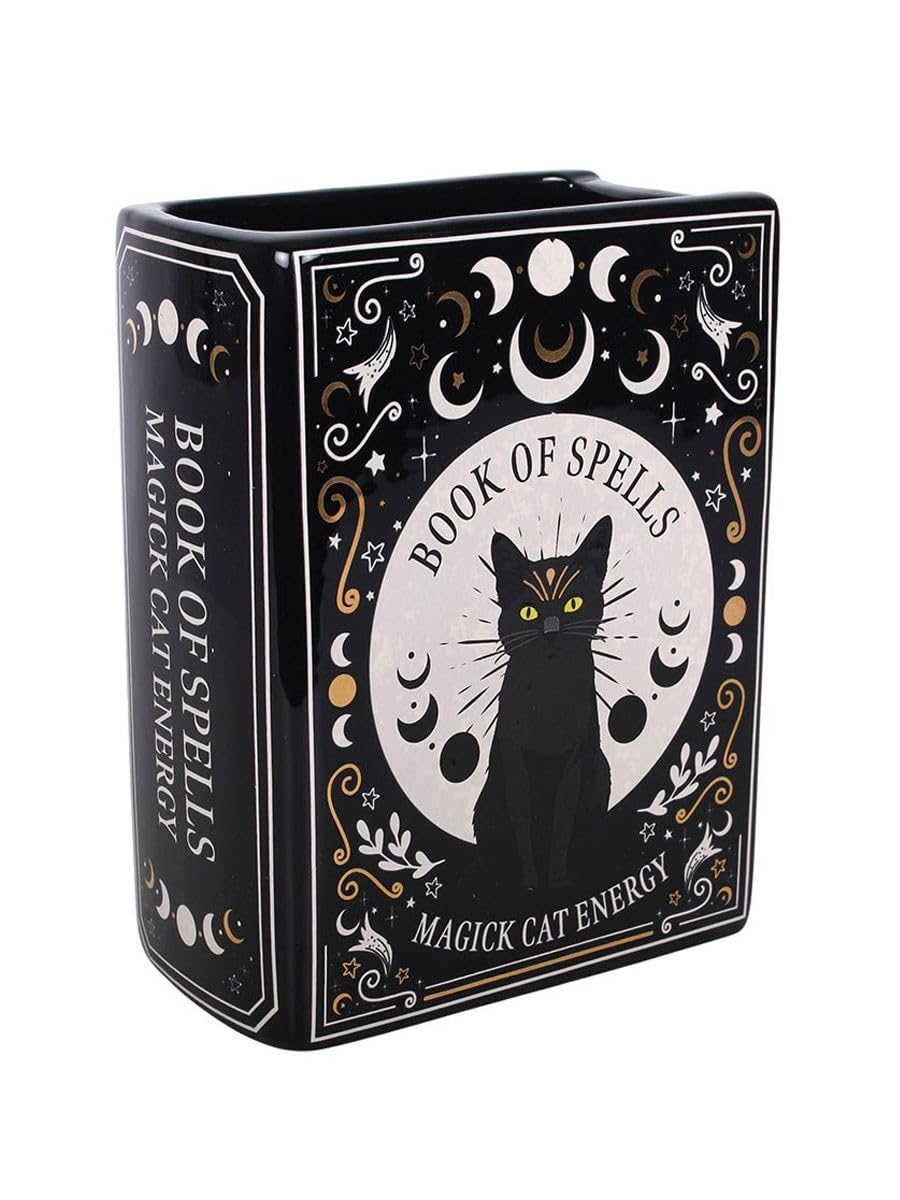 Something Different Multicolour Black Cat Magick Book Shaped Flower Vase