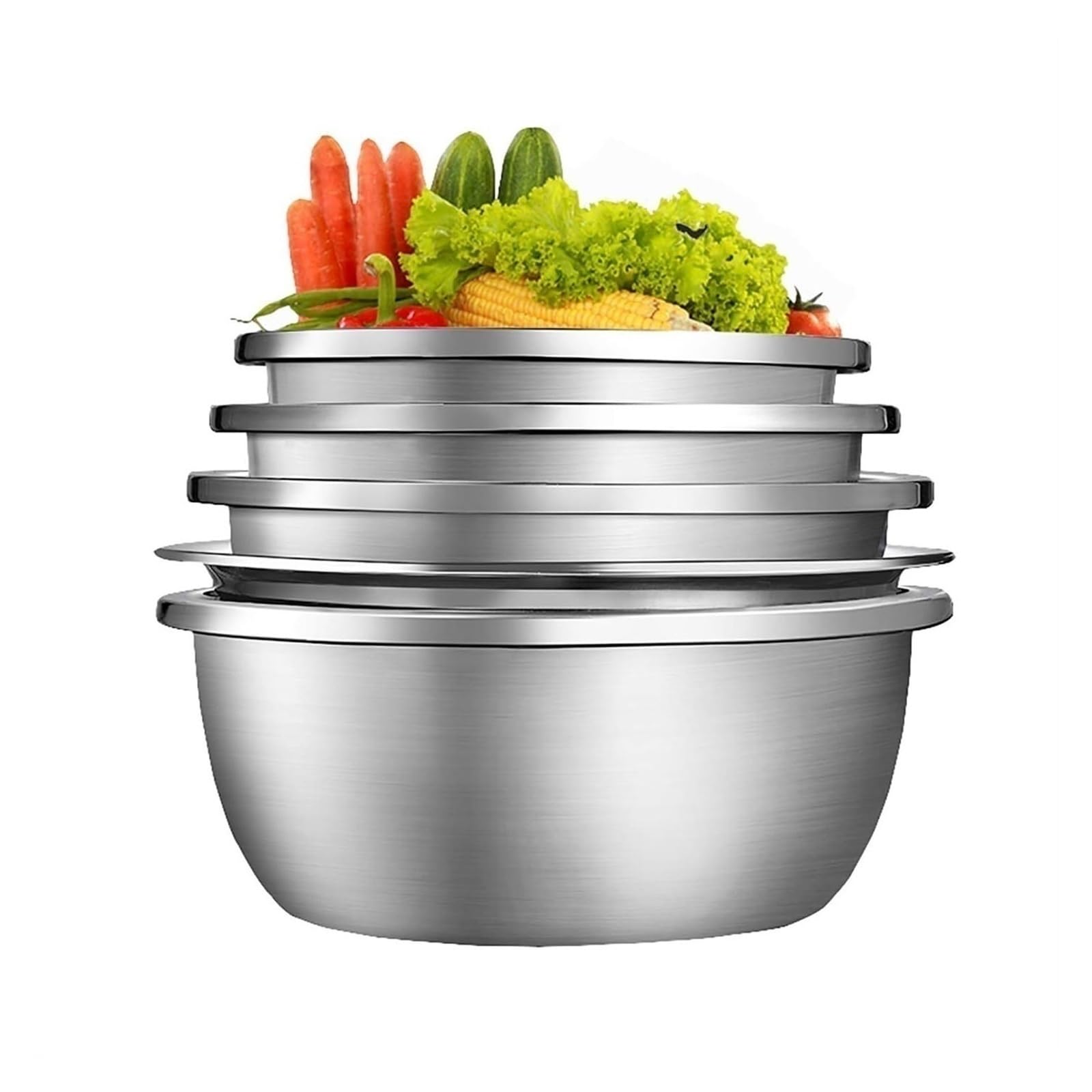 CambOs Cooking Baking Serving Trays Mixing Bowls Pots Pans Stainless Steel Nesting Storage Bowls 5 Piece Set Soup Bowls