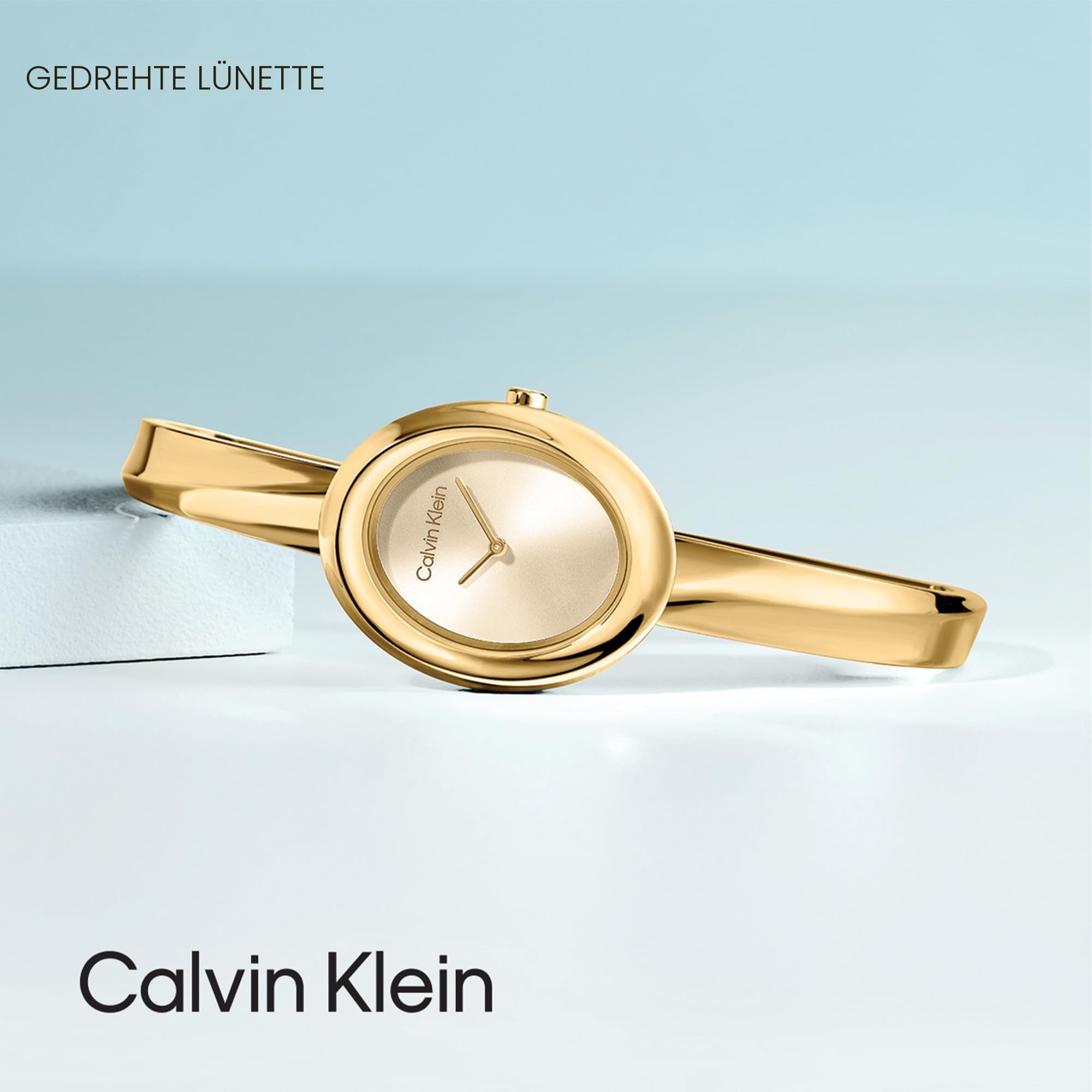 Calvin Klein Uhr mit Analogem Quarzwerk für Damen Kollektion Twisted Bezel mit Edelstahlarmband, Glied oder Starrarmreif - Erhältlich in Silber, Gold, Roségold oder Schwarz