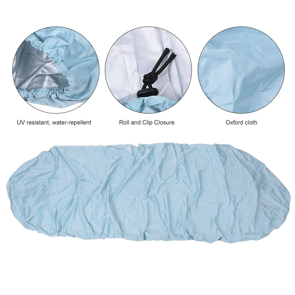 STTC 7.8-18ft Housse de canoë Kayak Couverture de Bateau, Multi-Taille en Tissu Oxford Durable Etanche Protection UV étanche à la poussière,Light Blue,2.1/2.5m