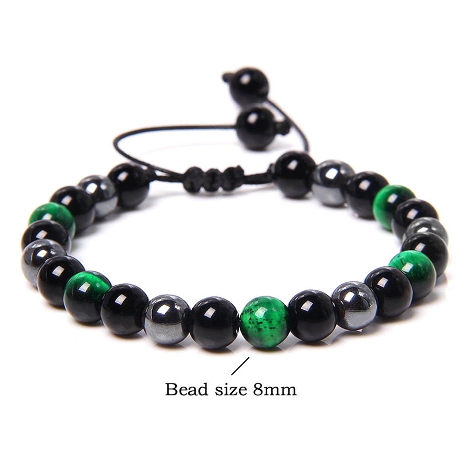 Naturstein-Armband, Vintage-Geflecht-Armbänder, Paare, natürliches Chakra-Tigerauge-Armband, Herren, verstellbar, gewebt, schwarzer Onyx-Stein, Perlen, Schmuck, Armband, Schmuck