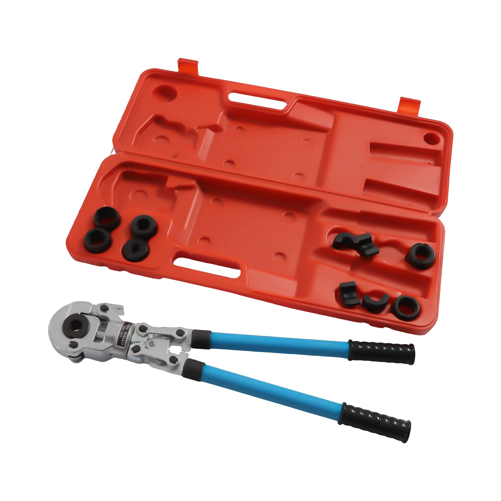 Set di pinze crimpatrici 9 in 1, set di pinze per tubi in acciaio inox, pinza crimpatrice girevole a 360°, per tubi di plastica in alluminio, 6T