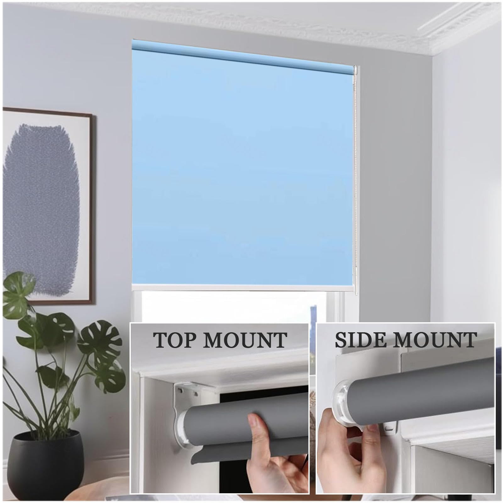 Tende a Rullo Oscuranti, Tenda Avvolgibile Termica 45/60/80/105/120cm, Tende a Rullo Per Finestre Protezione Solare, Persiane Oscuranti Resistente Uv, Persiane Privacy,blue-105x130cm/41 * 51in