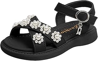 Sandálias de verão para meninas usando sapatos de praia pérola sola macia princesa infantil sapatos de princesa
