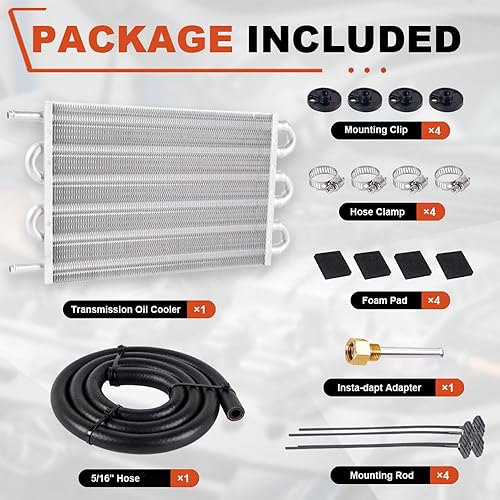 Vista 5 de BARTOO Kit universal de enfriador de aceite de transmisión de 5/16 pulgadas, kit de enfriador de aceite de aleta y tubo de 6 pasos de aleación