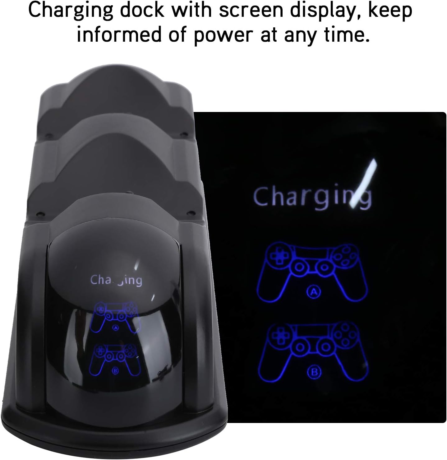 Controller Charger Replacement, Plug and Play Dual Gamepad Handle Charger Multifunction with Display for PS4 Slim PRO Joystick