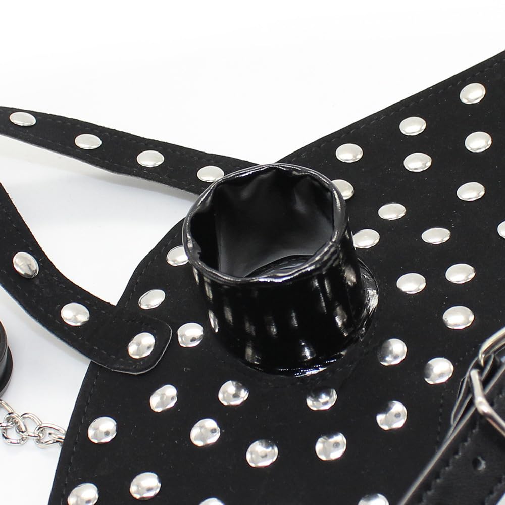 Maschera Fetish Pissgag con Imbuto & Tappo – Imbracatura Bondage per Giochi d'Urina – Bavaglio regolabile in ecopelle per sessioni BDSM