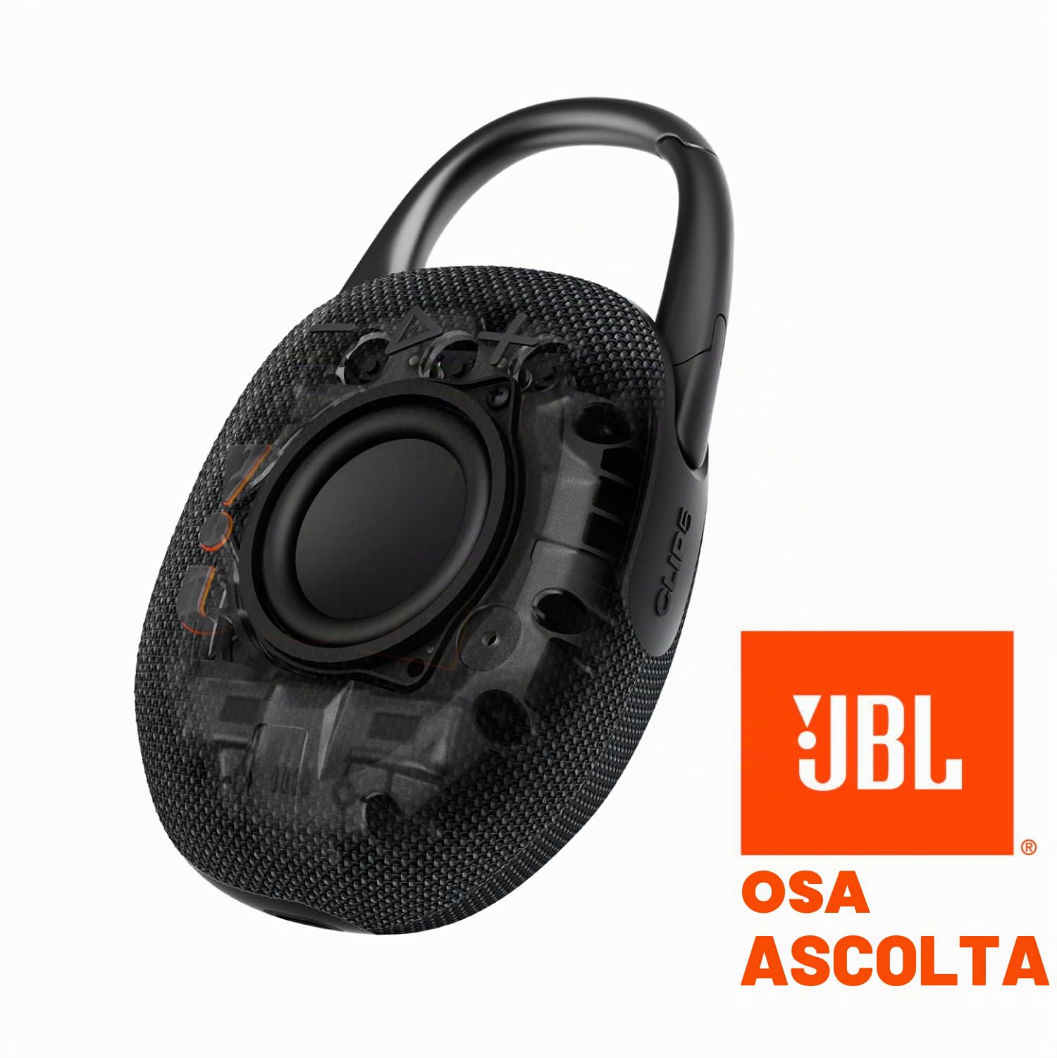 JBL Clip 5 - Altoparlante Bluetooth ultra portatile, impermeabile e antipolvere, suono Big Pro con bassi potenti, moschettone integrato, fino a 12 ore di gioco, realizzato in parte con materiali