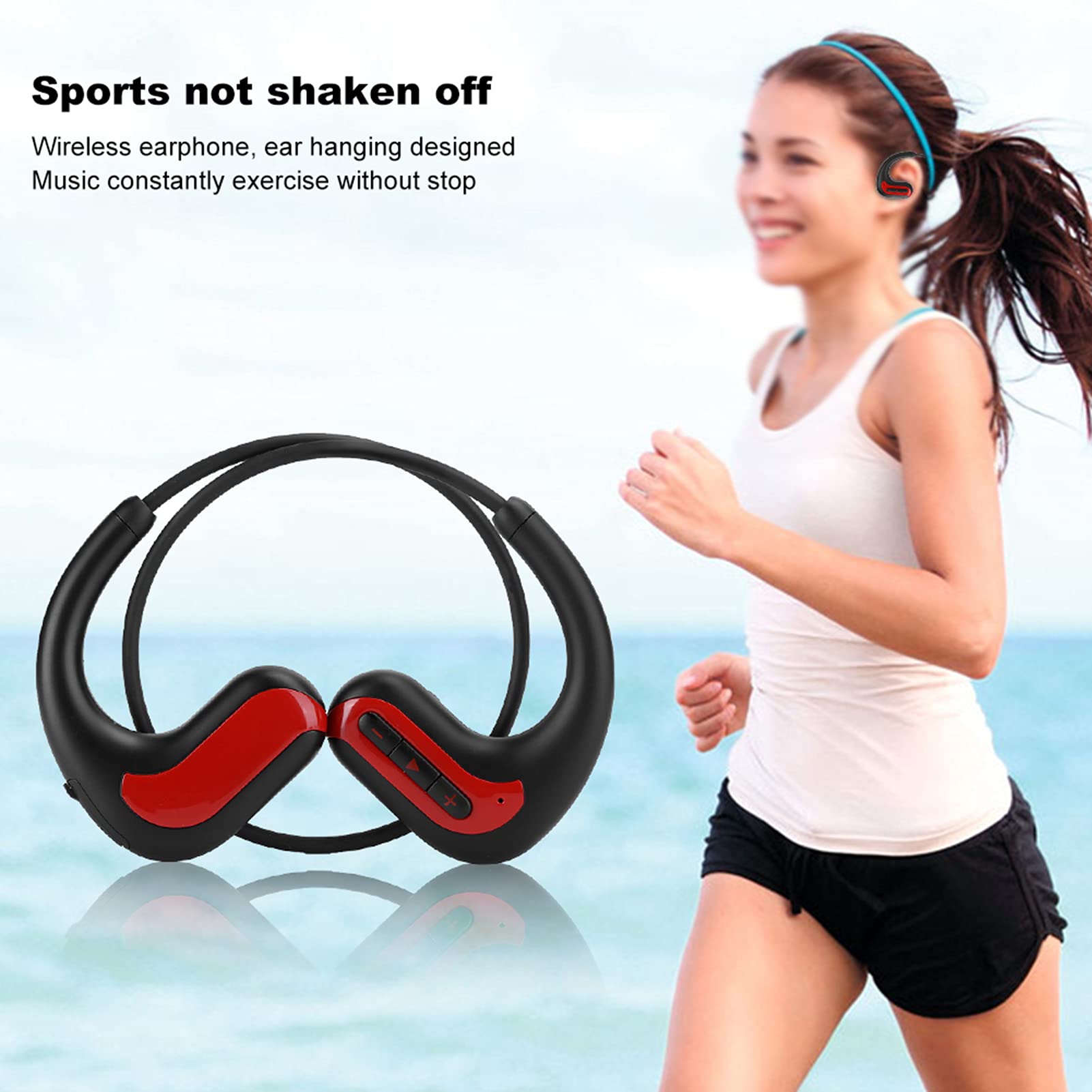 Ulepszony Wodoodporny Sportowy Zestaw Słuchawkowy IPX8 S1200 Pływanie Tylne Wiszące Słuchawki Bluetooth z Pamięcią 8G do Uprawiania Sportu, Wielofunkcyjne Bezprzewodowe Słuchawki (Czerwony)