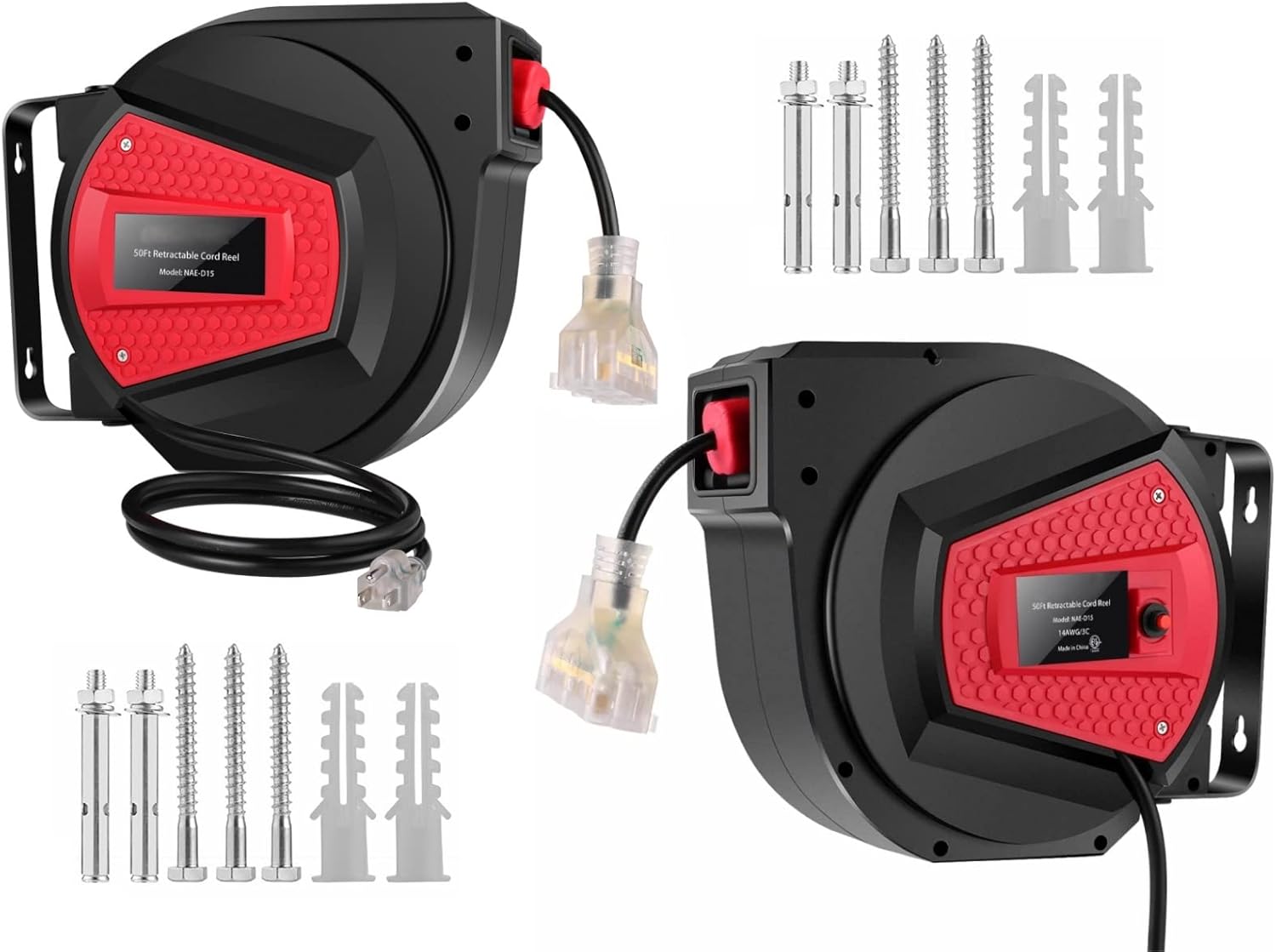 Pack of 250 FT Retractable Extension Cord Reels Ceiling or Wall