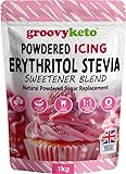 Groovy Keto Powdered Erythritol & Stevia Sweetener 1kg – Natural Sugar Alternative for Baking, Frosting & Drinks, Keto & Diabetic Friendly, Low Calorie & Low Carb, Icing Sugar Substitute