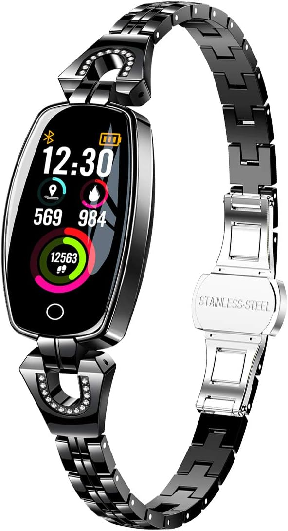 Exquisite Smart Watch, Fitness Tracker with Heart Rate/Sleep Monitor for Women, Black