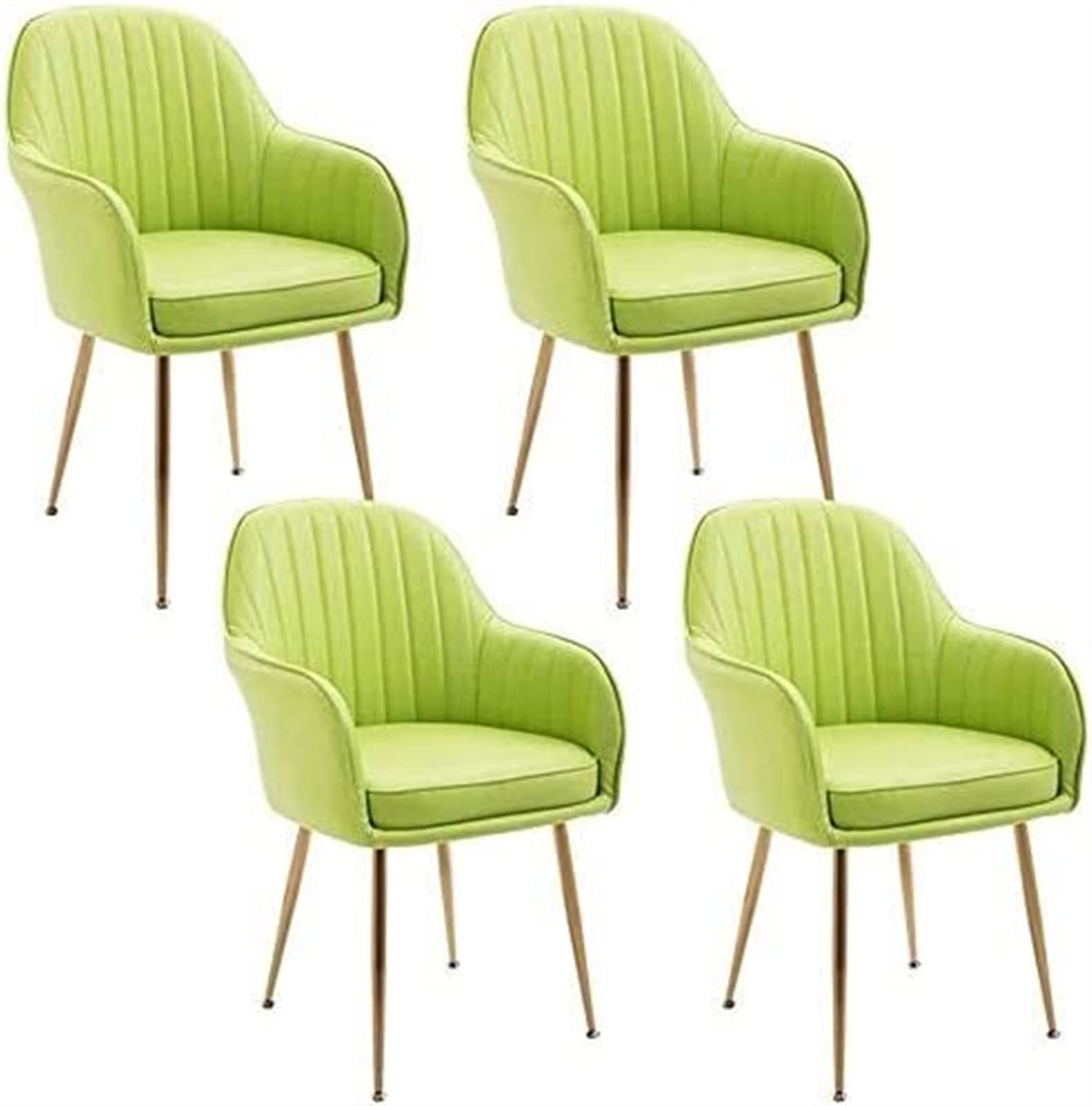 SJIALEN Set of 4 Modern Dining Chair, Room Living Room Cafe Office Chairs Leather Backrest Metal Non-Slip Foot Corner Armrest Chair Kitchen Chair (Color : Green, Size : 44x45x84cm)