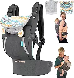 Canguru Ergonômico Bebê, Ajustável, Porta-Bebê, Design M, Algodão Macio e Respirável, 0-12 Meses, Ideal para Passeios e Viagens em Família (Cinza)